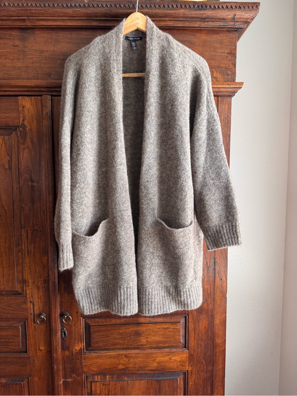 Eileen Fisher Mohair Wool Pocket Cardigan